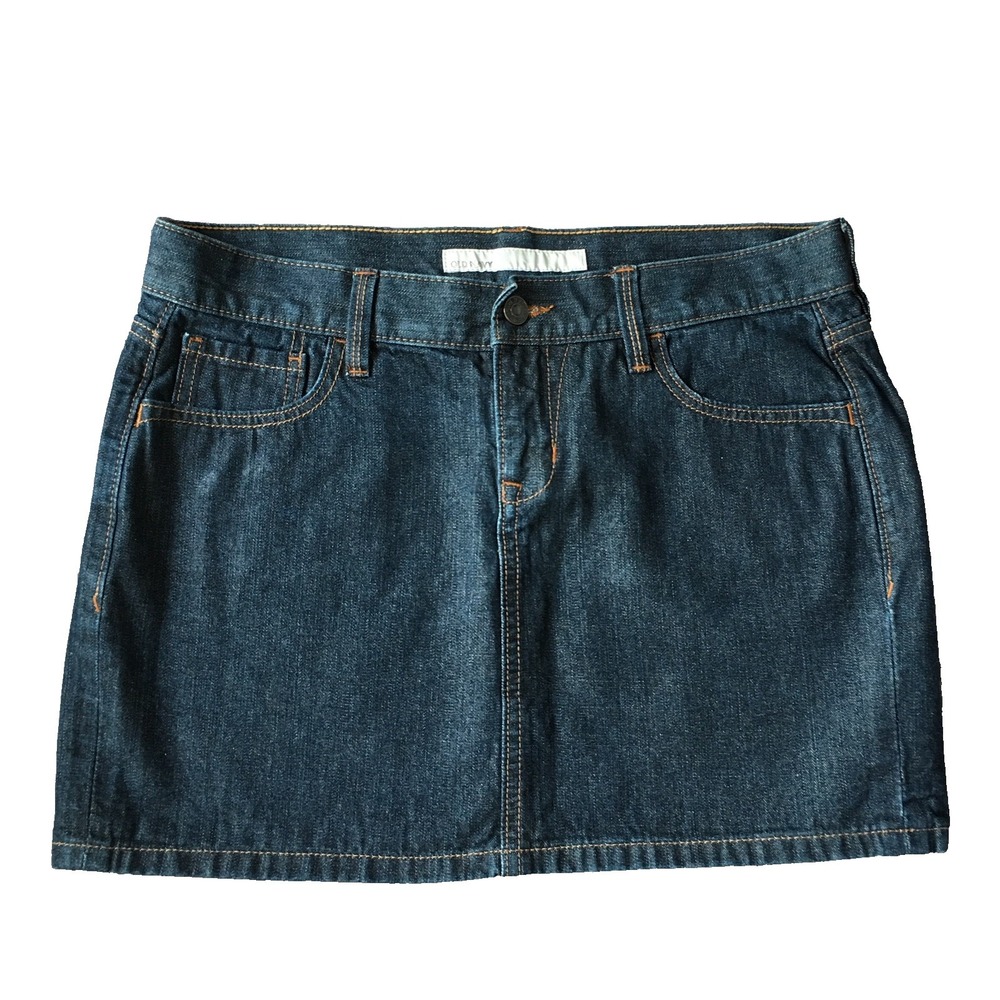 Y2K Old Navy Denim Micro Mini Skirt Women 6 S Blue Jean Straight Dark Wash Beach